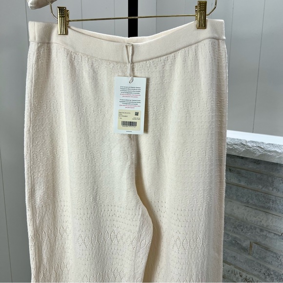 Sezane Ayo Organic Cotton Blend Pantalon Fancy Openwork Knit Pants Ecru XL NWT - Picture 4 of 10